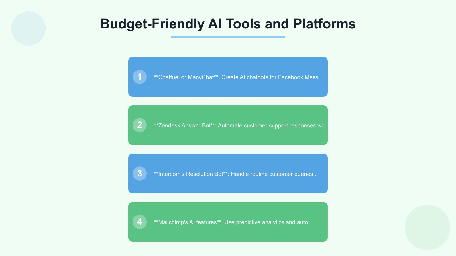 Budget-Friendly AI Tools and Platforms Infographic