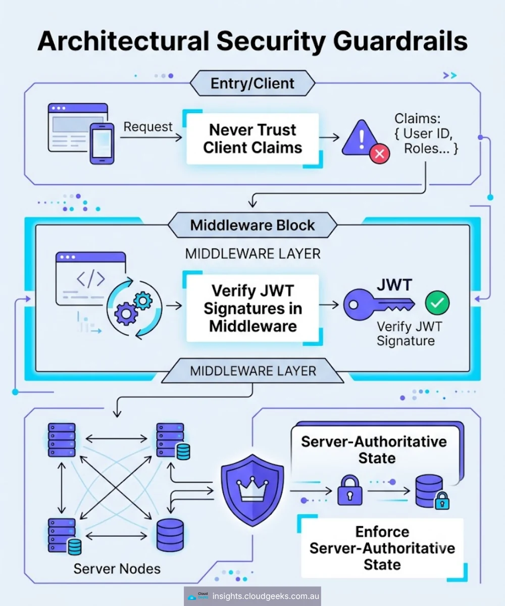 The three architectural guardrails that stop IDORs recurring: (1) atomic owner-scoped writes — every write query includes both id and owner_id in WHERE, no race window; (2) zero-trust caps — per-account and per-workspace hard limits stop a compromised account being weaponised; (3) IDOR tests — the failing test that catches a regressed owner-scope before it ships. The tests are what stop the fix rotting in six months.