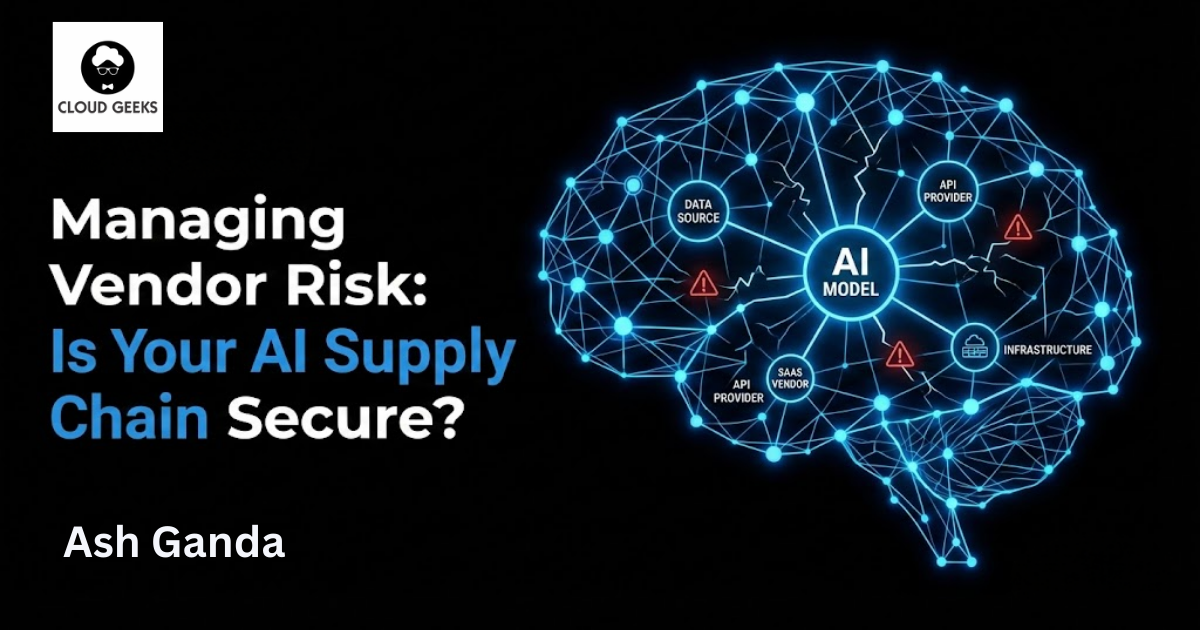 Complex AI supply chain diagram showing data flow from your company through SaaS vendors to AI API providers, model training pipelines, and infrastructure providers illustrating multiple security risk points and potential data exposure paths
