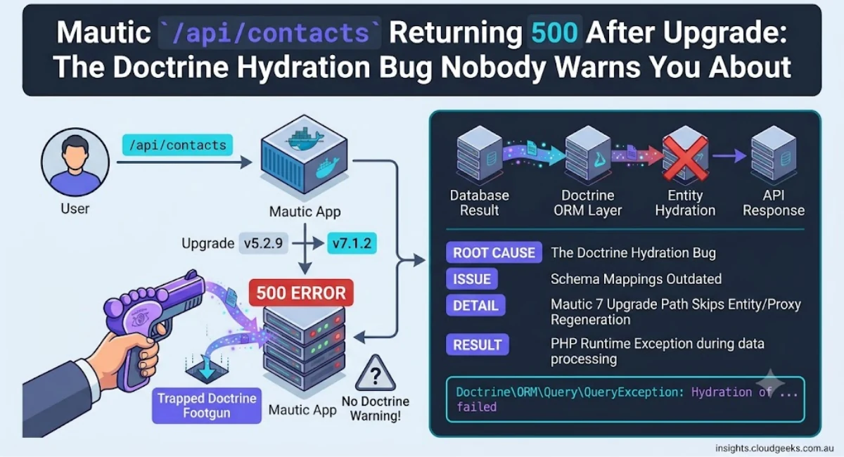 Mautic `/api/contacts` Returning 500 After Upgrade: The Doctrine Hydration Bug Nobody Warns You About