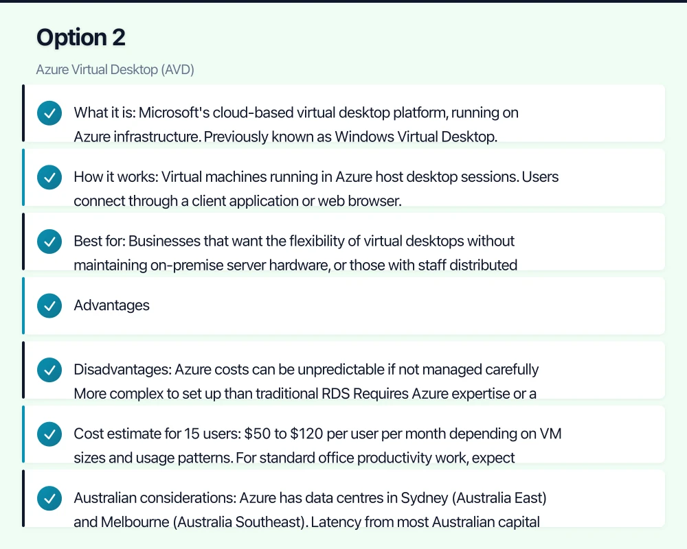 Option 1: Windows Remote Desktop Services (RDS) Infographic